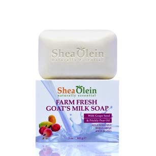 SheaOlein Naturally Essential FARM FRESH GOAT'S MILK SOAP WITH GRAPE SEED & PRICKLY PEAR OIL (1Bar) - Pure Scents