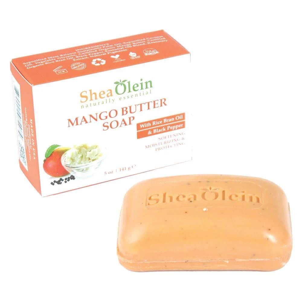 SheaOlein- Mango Butter Soap w/Rice bran Oil & Rosemary Extract by Shea Olien 5 oz Bar (1 Bar)