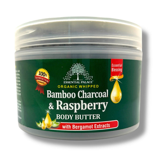 ORGANIC WHIPPED Bamboo Charcoal & Raspberry BODY BUTTER with Bergamot Extracts - Pure Scents