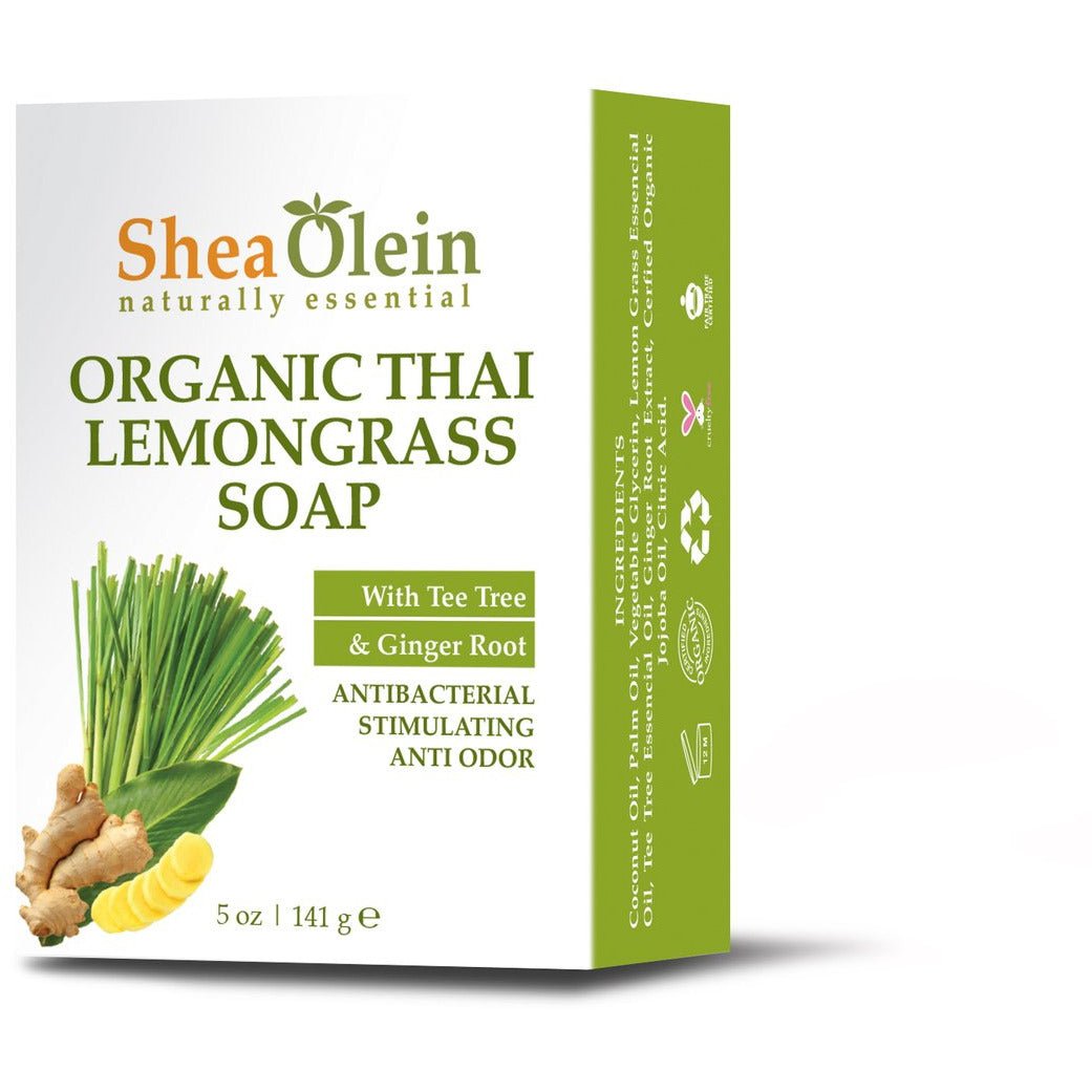 Shea Olein Organic Thai Lemon Grass Soap w/With Tee Tree & Ginger Root 5 oz Bar (6 Bars) - Pure Scents